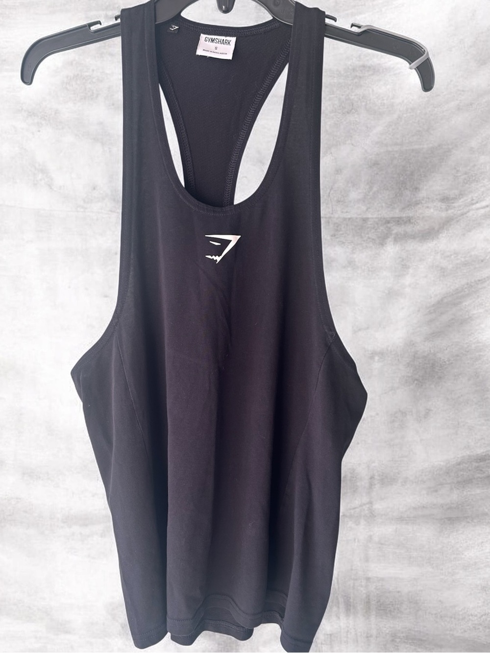 Gymshark Razorback stinger womens tank Black Scoop Neck Training Tank White Logo